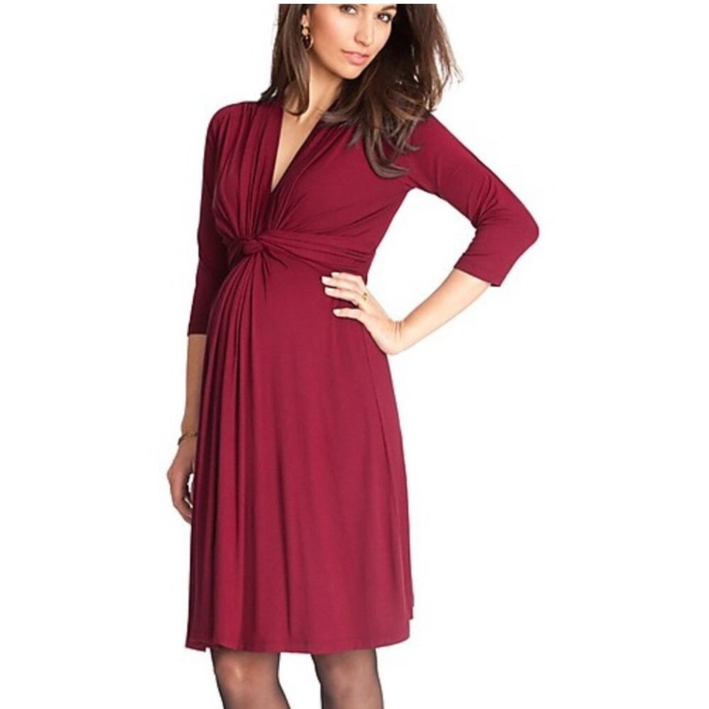 Red tie knot Seraphine maternity dress. Size 6.